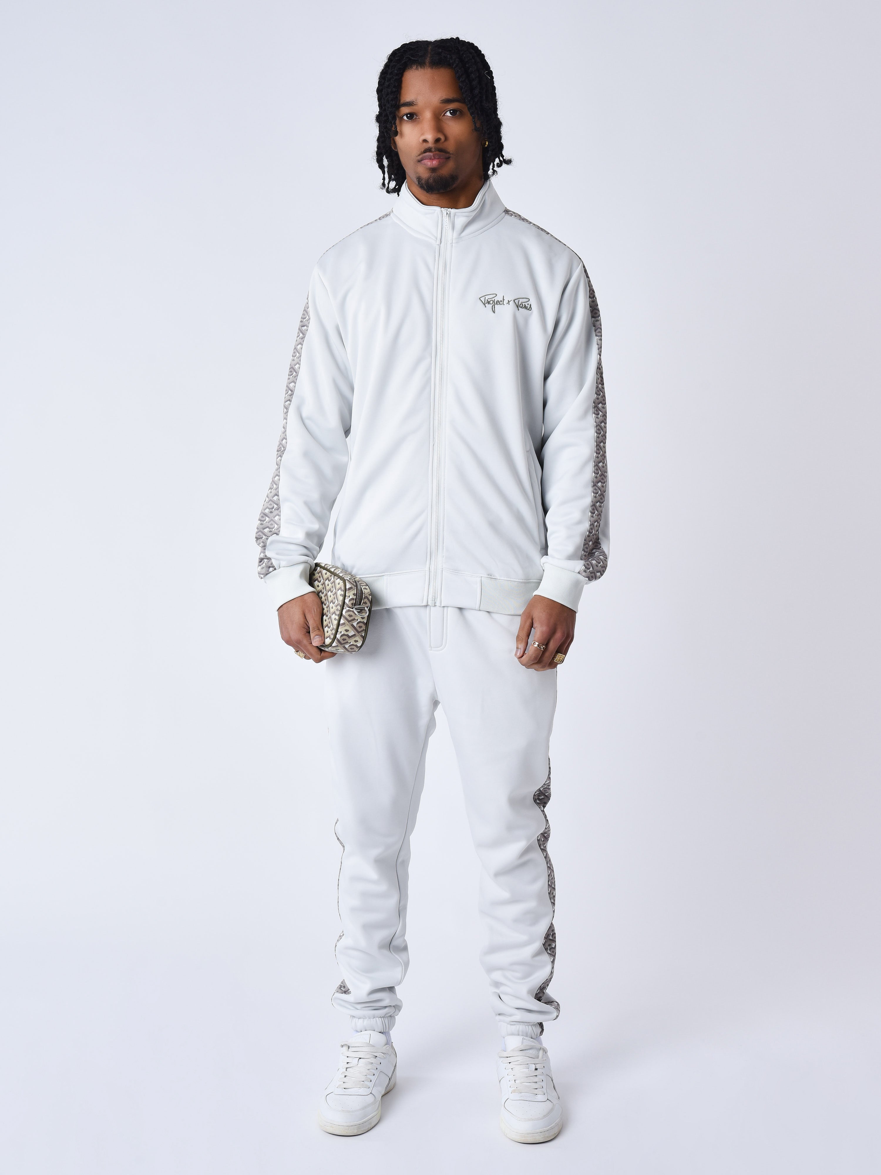 veste-zipper-a-bande-imprime-greige