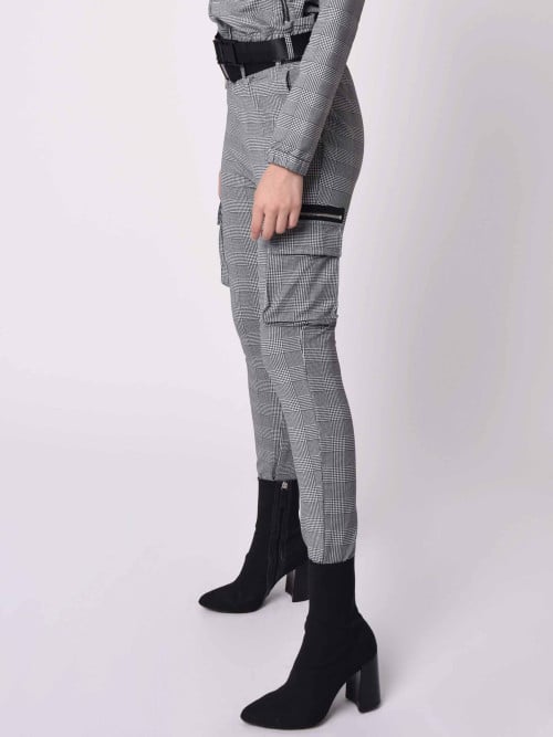 Pantalon à carreaux à zips