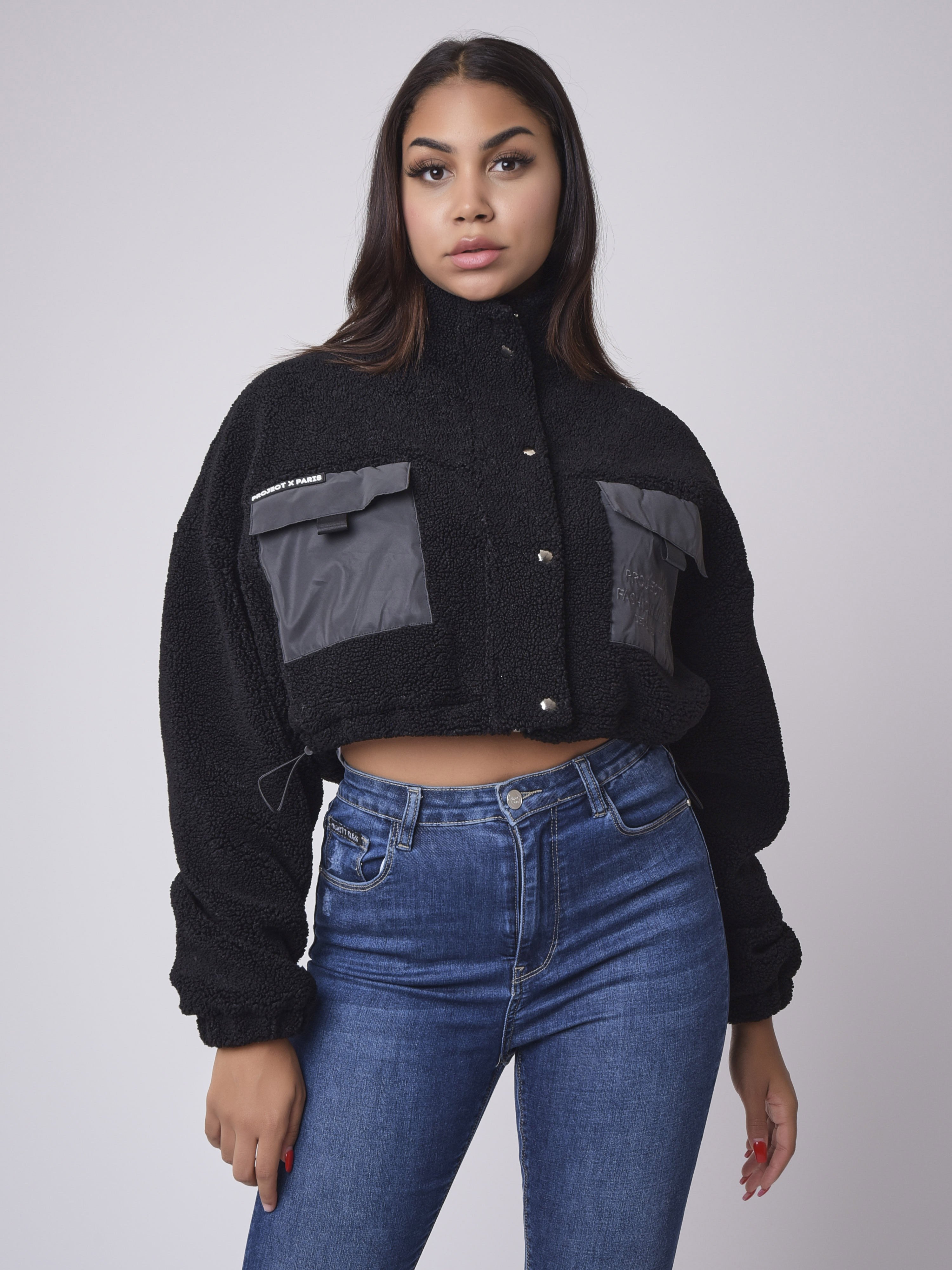 Veste courte effet peau de mouton