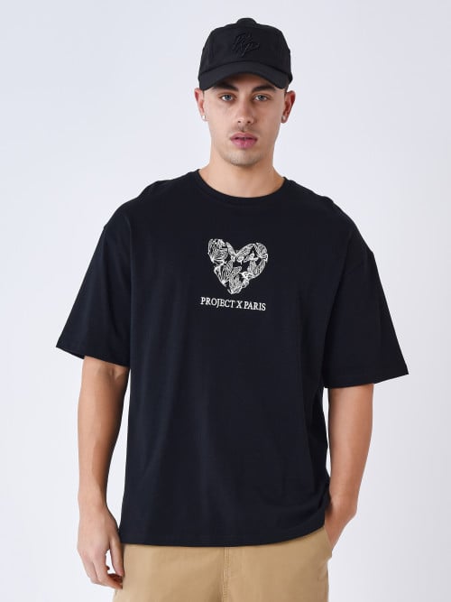 T-shirt coeur papillon brodé