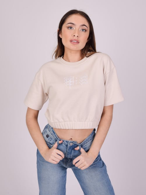 T-Shirt mit dreifachem Logo