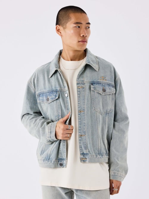 Matching denim jacket